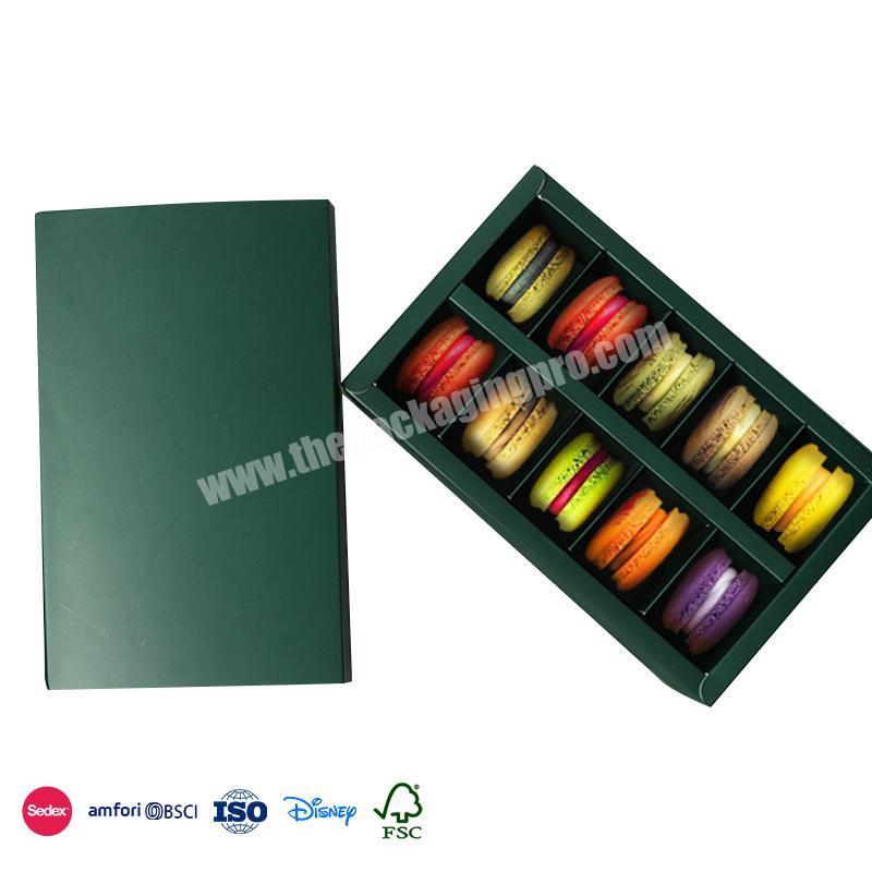 Best Selling Items Spot Dark green double-layer packaging with clean double-row design macaron box ten pieces