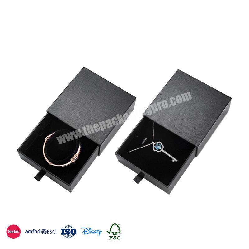 Best Selling Promotional Price Black hard material drawer type branch custom size storage jewelry box