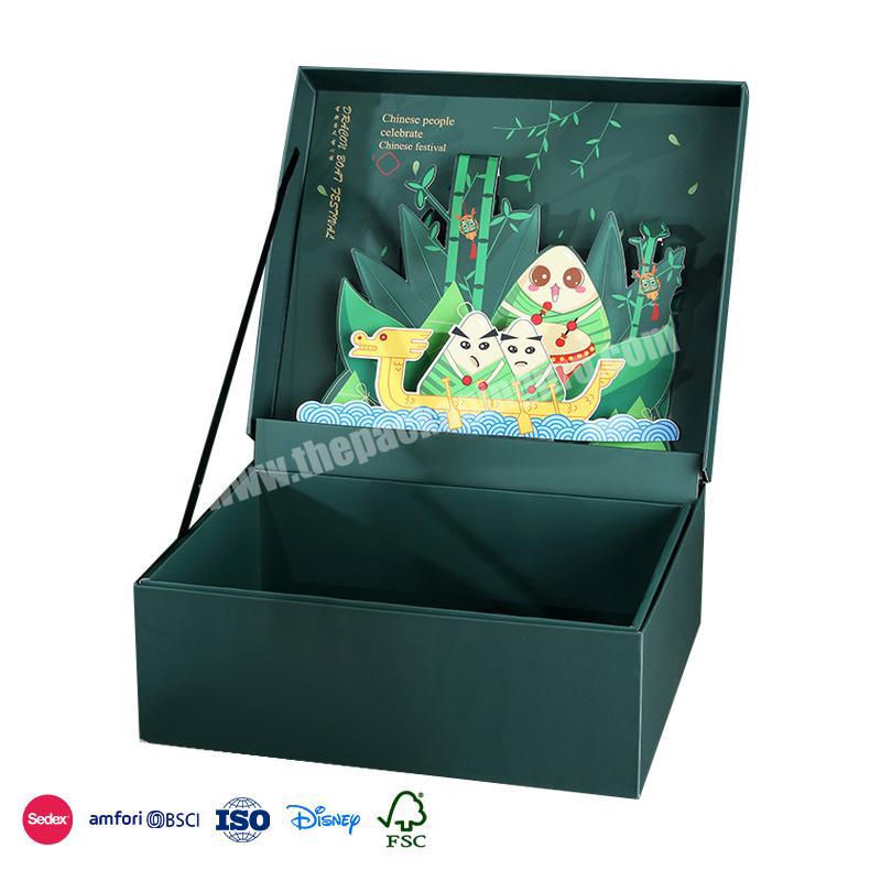 Best Selling Promotional Price Dark green leather packaging in various shapes Dragon Boat special-shaped box
