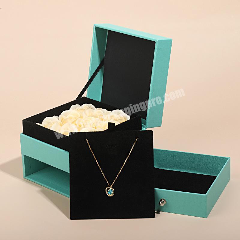 Best Selling Promotional Price Green double layer design elegant and elegant with tote bag flower gift box wholesaler