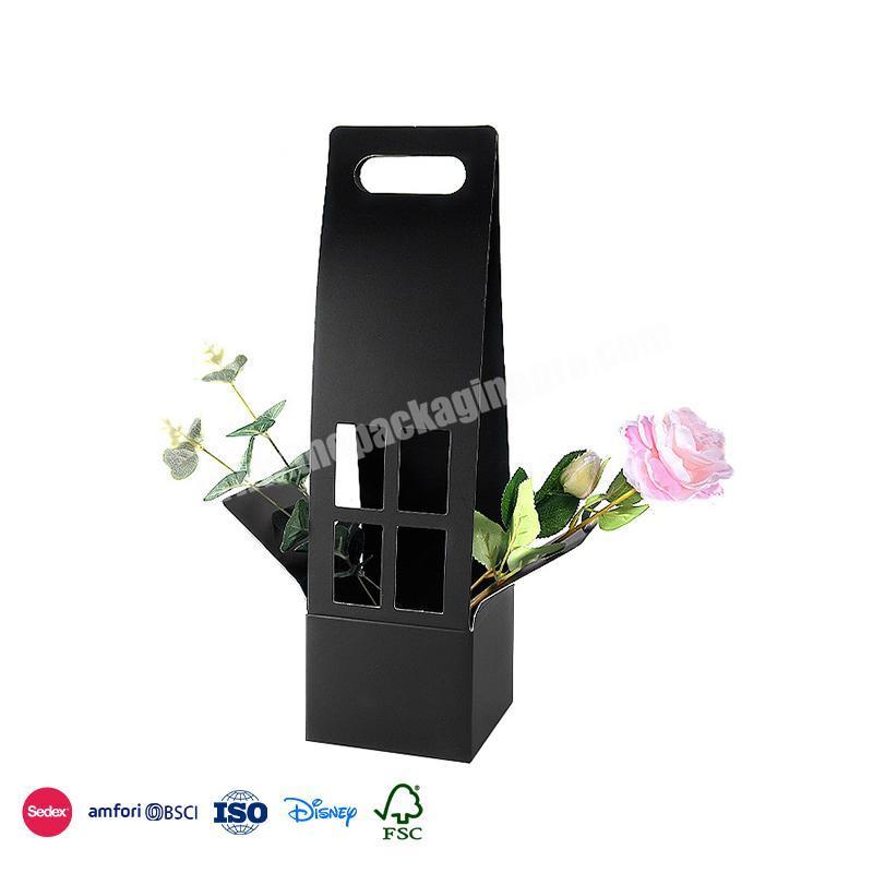 Best Selling Quality Black Cabin Style with Cutout Windows paper boxes with a window for packing flowers