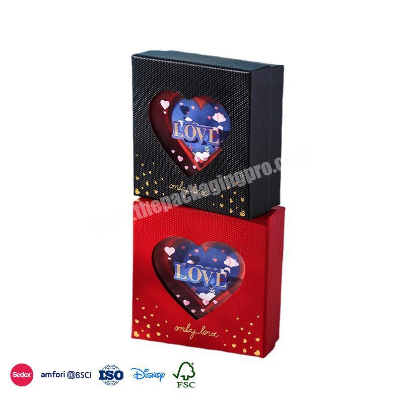 Best Selling Quality Red and black two-color with heart hollow design small design gifts box for ladies birthday