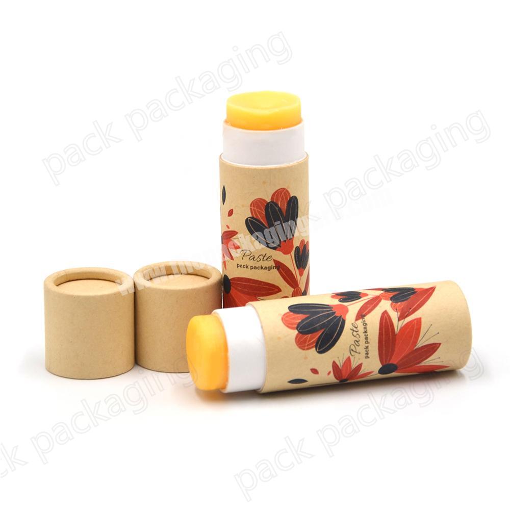 100% Biodegradable 0.3oz lip balm container tube packaging kraft push up paper tube packaging