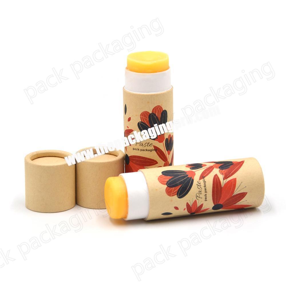 Hot Sale Custom Printed Cardboard Packaging Solid Fragrance Deodorant Push Up Tube for Organic Lip Balm Sunscreen Stick