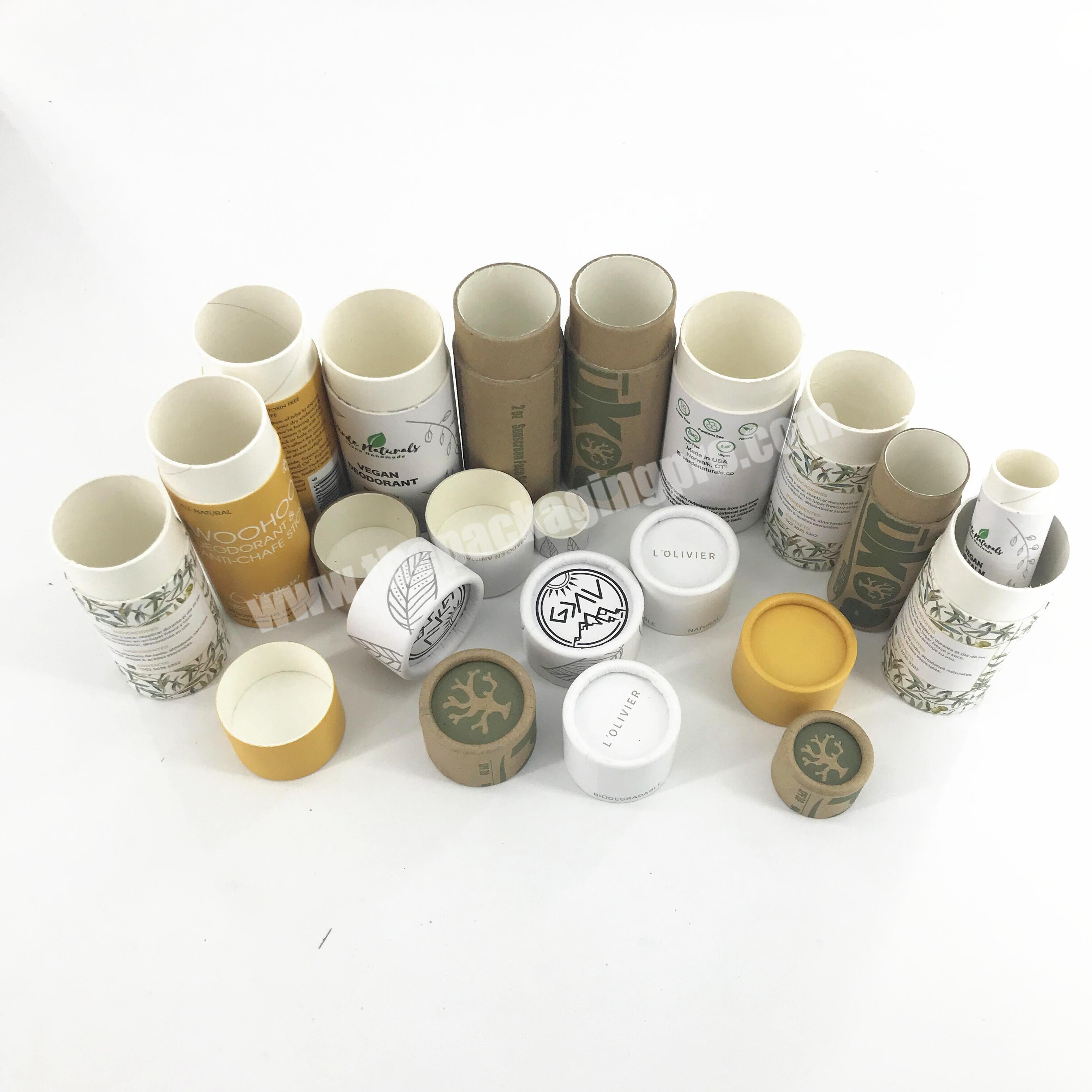 Biodegradable Cosmetic Packaging Lip Balm Deodorant Round Paper Tube Packaging