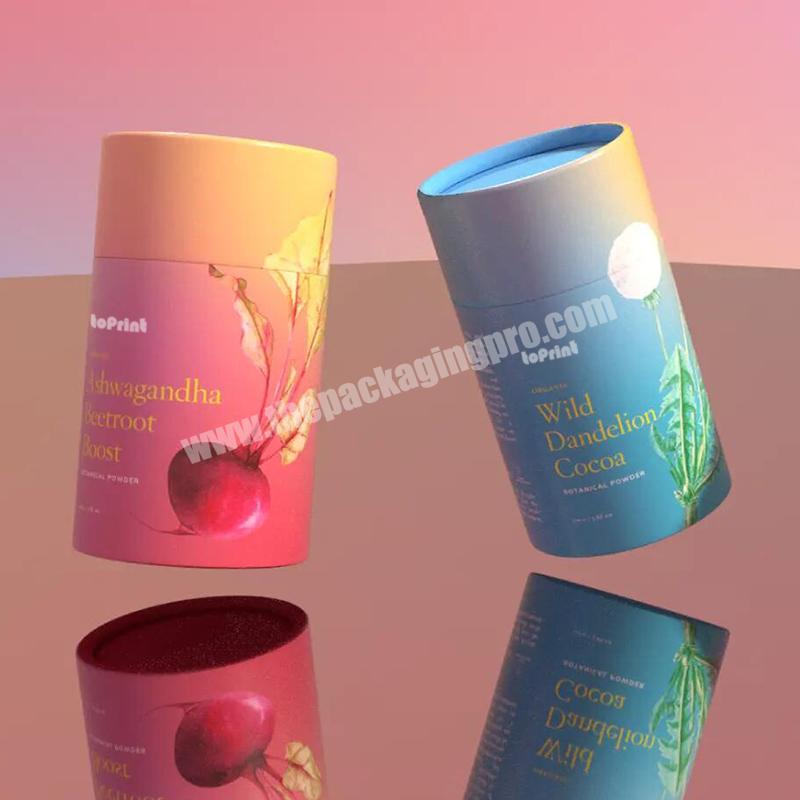 Biodegradable Oolong Tea Packaging Sealable Round Kraft Paper Tube Food Cylinder Box