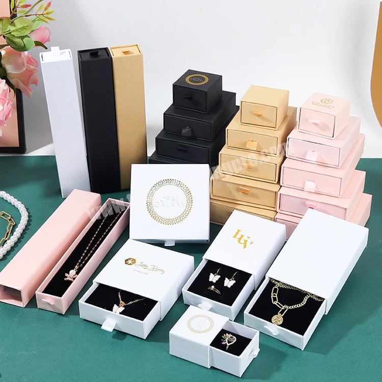 Biodegradable elegant luxury kraft paper drawer jewelry packaging box with insert