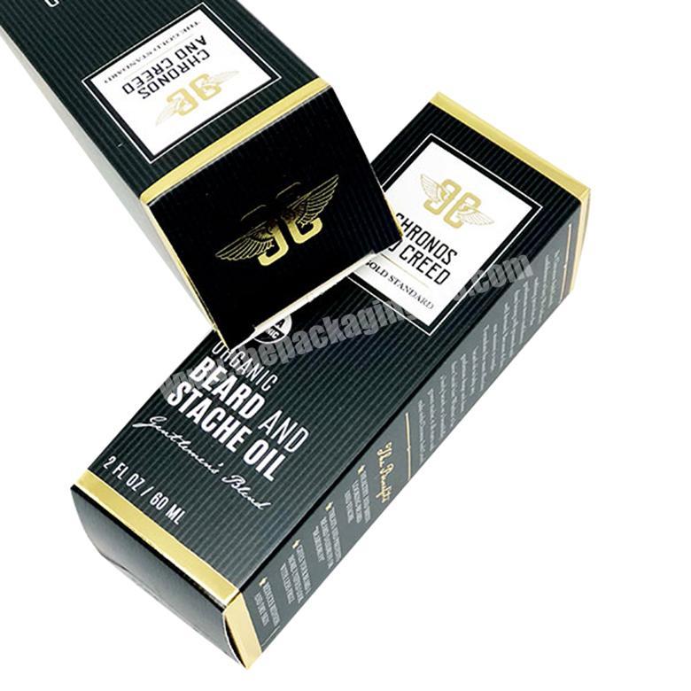 Black Beard oil texture paper package boxes for dropper bottle with gold logo