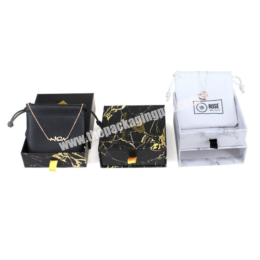 Custom Logo Jewelry Packaging Box Velvet Pouch Packaging Set