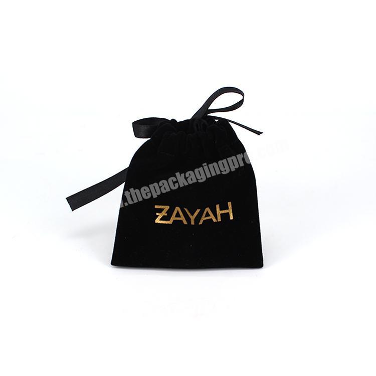 Black Soft Velvet Jewelry Pouch Custom Logo