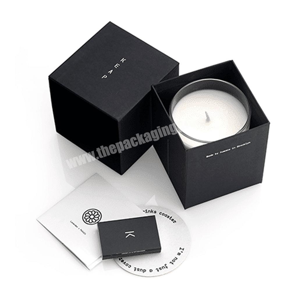 Black candle jar box gift packaging cardboard paper candle set gift package box design luxury gift packaging custom candle box factory