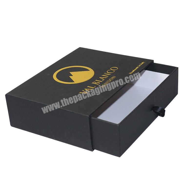 Black slide drawer Gift box Packaging with logo printing Luxury wallet Cardboard box Black slide drawer gift box packaging