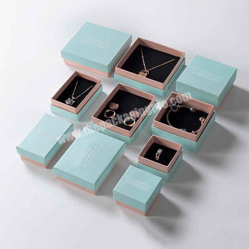 Blue Pink Exquisite Jewelry Box Ring Earrings Necklace Box Customized Jewelry Packaging Box