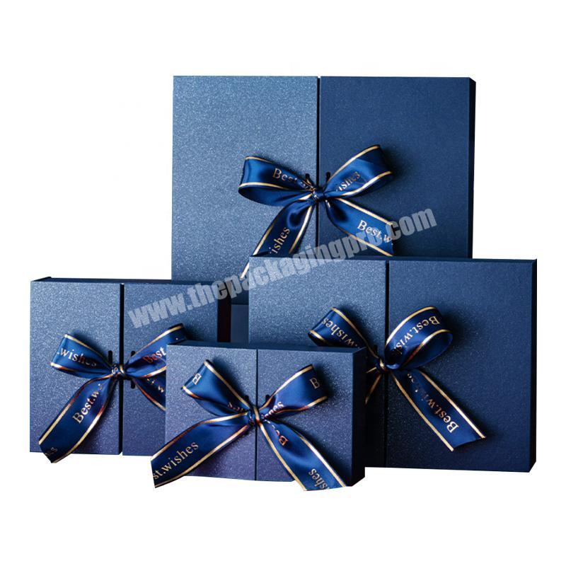 Blue high-grade birthday gift packaging carton large folio with double door gift box