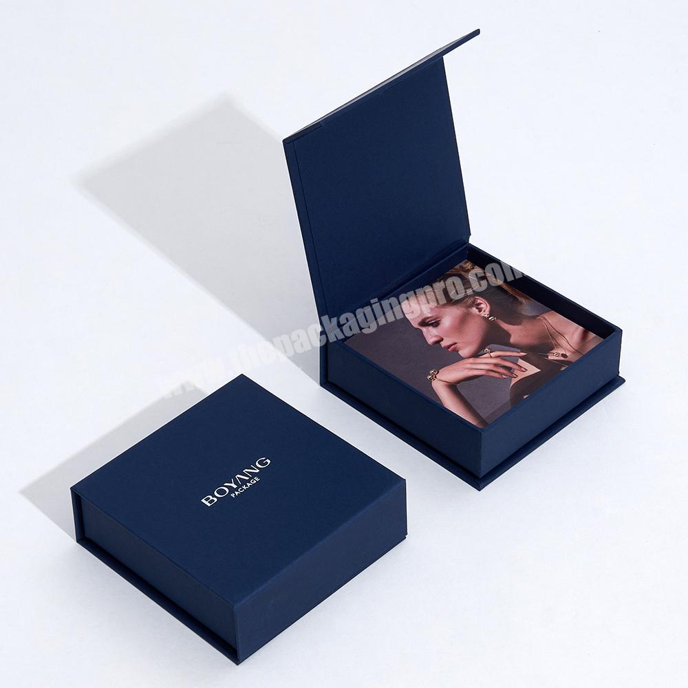 Book style custom logo magnetic luxury jewelry gift box packaging