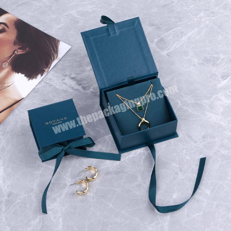 Boyang Custom Dark Green Paper Book Shape Jewelry Gift Pendant Boxes Packaging for Necklaces