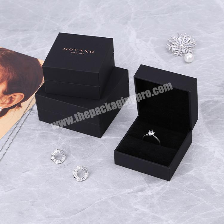 Boyang Custom Logo Jewelry Packaging Box Leatherette Paper Ring Box