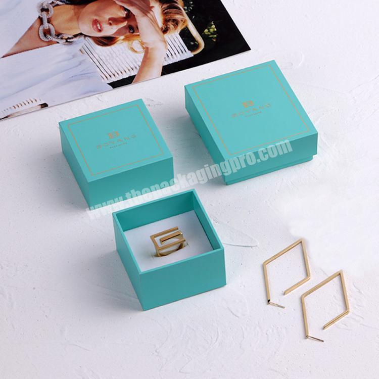 Boyang Custom Logo Jewelry Packaging Boxes Green Paper Ring Box Packaging