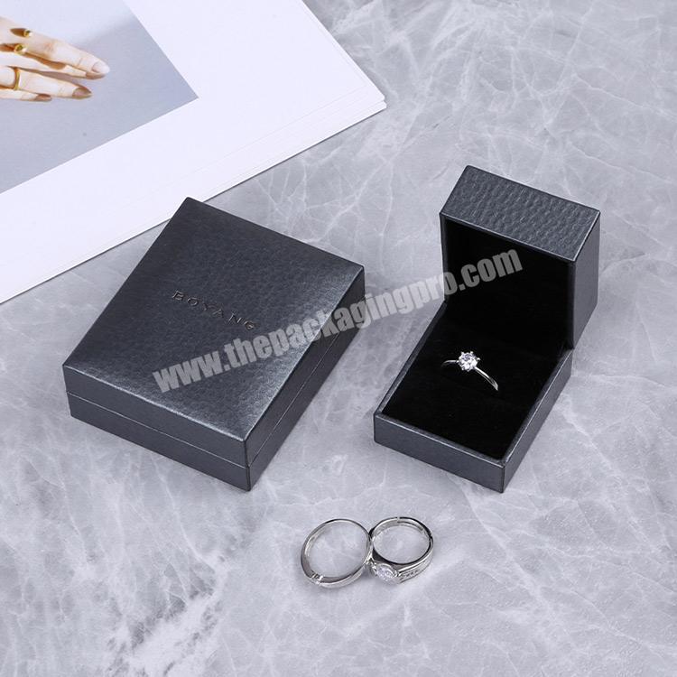 Boyang Custom Logo Printed Leatherette Paper Jewellery Packaging Wedding Ring Box