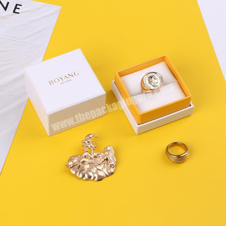 Boyang Custom Luxury Beige Lid and Base Paper Ring Box Packaging Jewelry