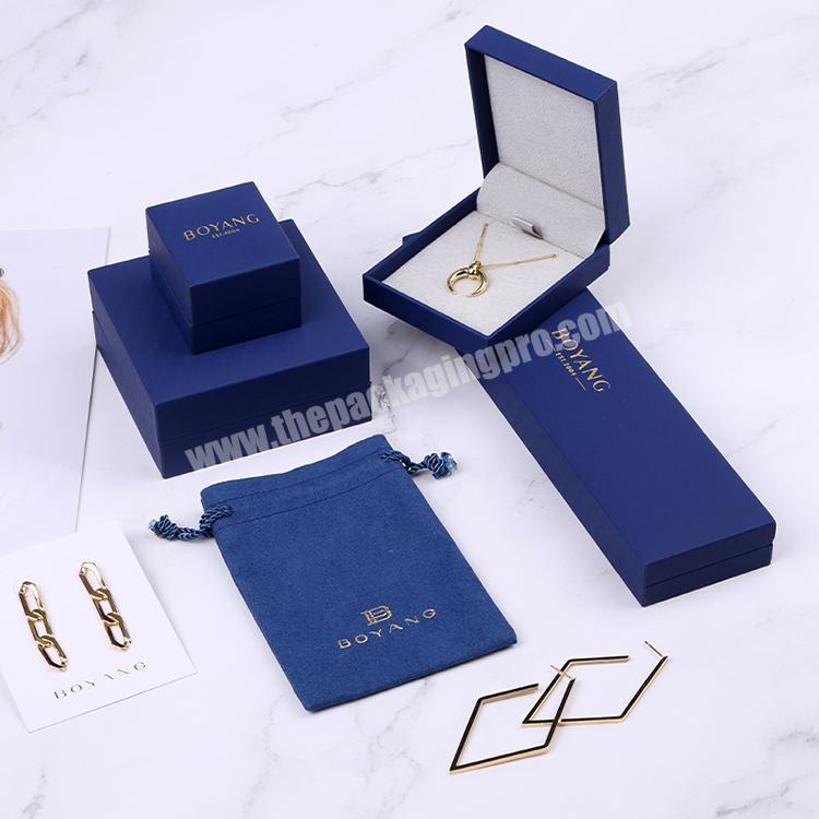 Boyang Custom One Stop Service Blue Flip Cardboard Paper Jewelry Packaging Gift Earring Display Set Boxes