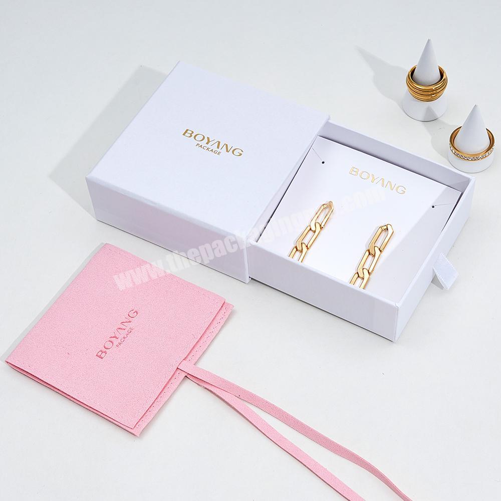 Boyang Custom Small Drawer White Gift Jewelry Earrings Paper Packaging Boxes