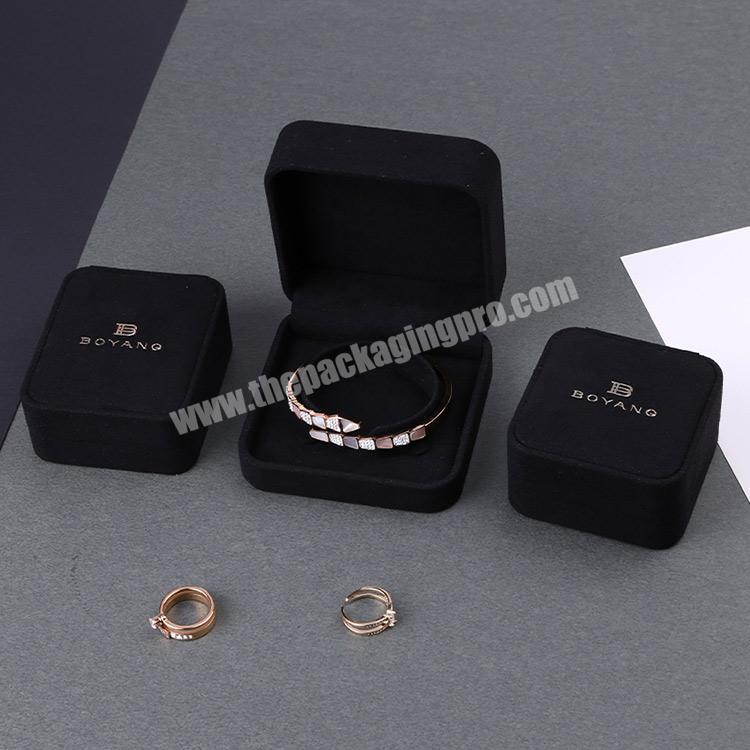 Boyang Custom Suede Jewelry Bangle Packaging Box Cheap Black Velvet Bracelet Boxes