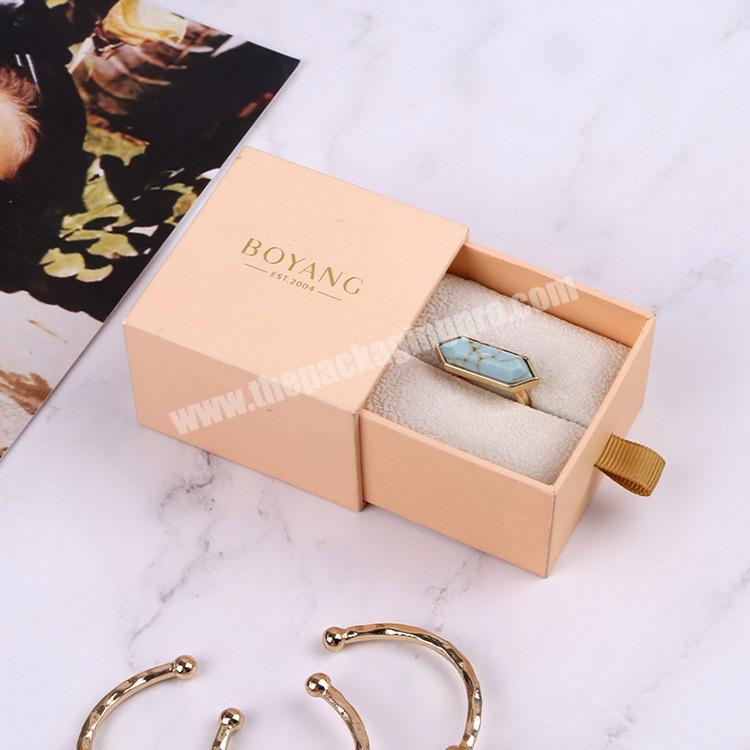 Boyang Customerise High Quality Drawer Sliding Paper Jewelry Box Packaging Gemstone Ring Box