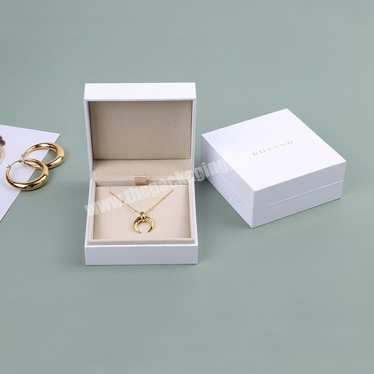 Boyang Customized Paper White Jewelry Boxes Luxury Pendant Necklace Gift Packaging Box