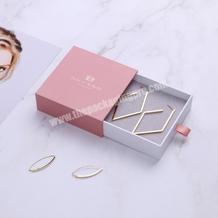 Boyang Drawer Jewelry Box Jewellery Packaging Box Pink Earrings Paper Gift Packing Box