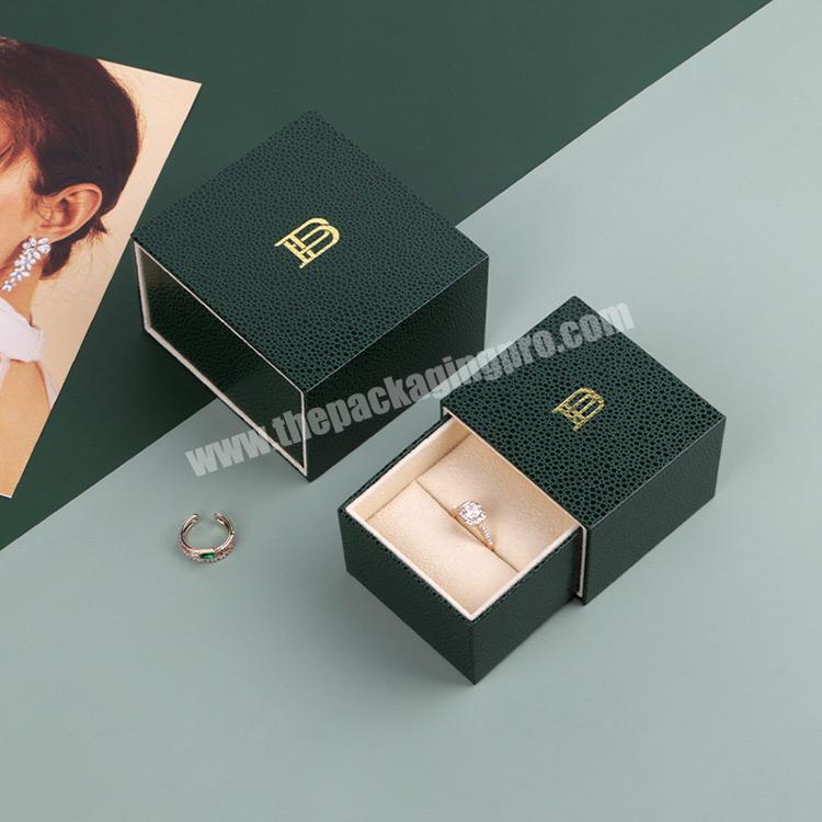 Boyang ECO Friendly Green Paper Drawer Ring Box Personalized Jewelry Gift Sliding Boxes with Logo