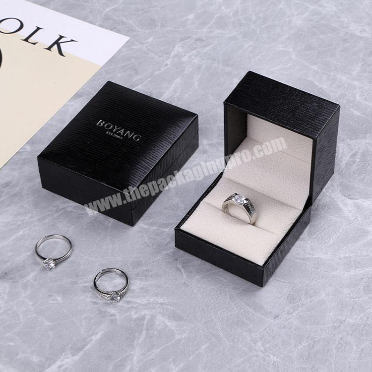 Boyang Factory Wholesale Black Leatherette Paper Ring Box Luxury Jewelry Packaging