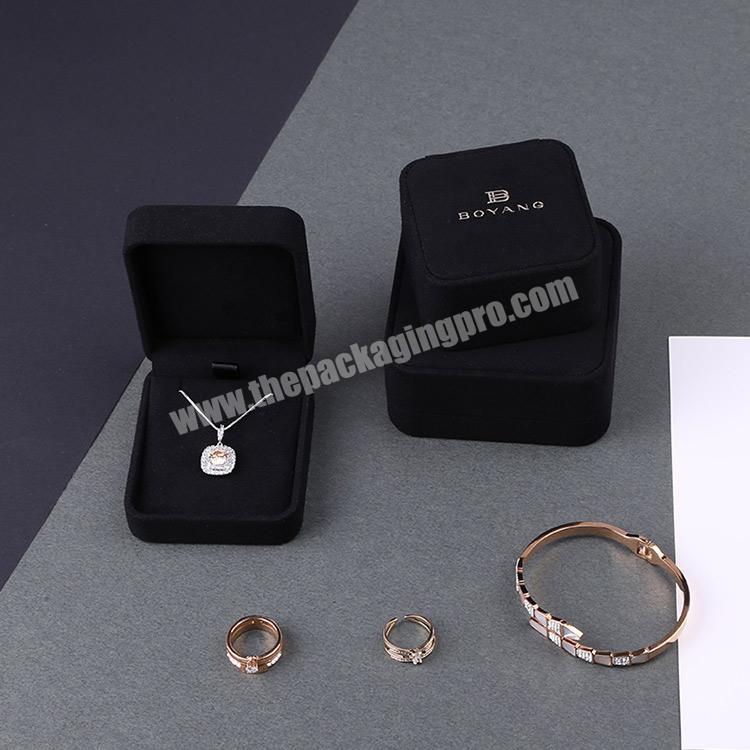 Boyang Factory Wholesale Black Velvet Wedding Ring Box Luxury Suede Packaging