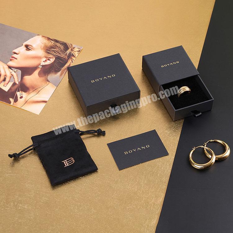 Boyang Luxury Paper Black Jewelry Drawer Bangle Bracelet Box Packaging with Logo Custom