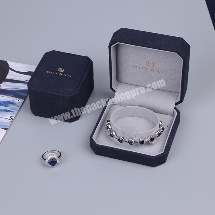 Boyang Newest Design Suede Gem Jewelry Box Velvet Bangle Bracelet Boxes Packaging