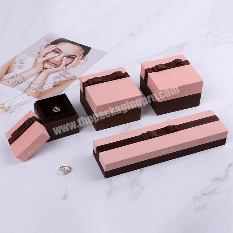 Boyang Pink + Chocolate Touch Feeling Paper Women Girls Ring Necklace Gift Jewelry Box