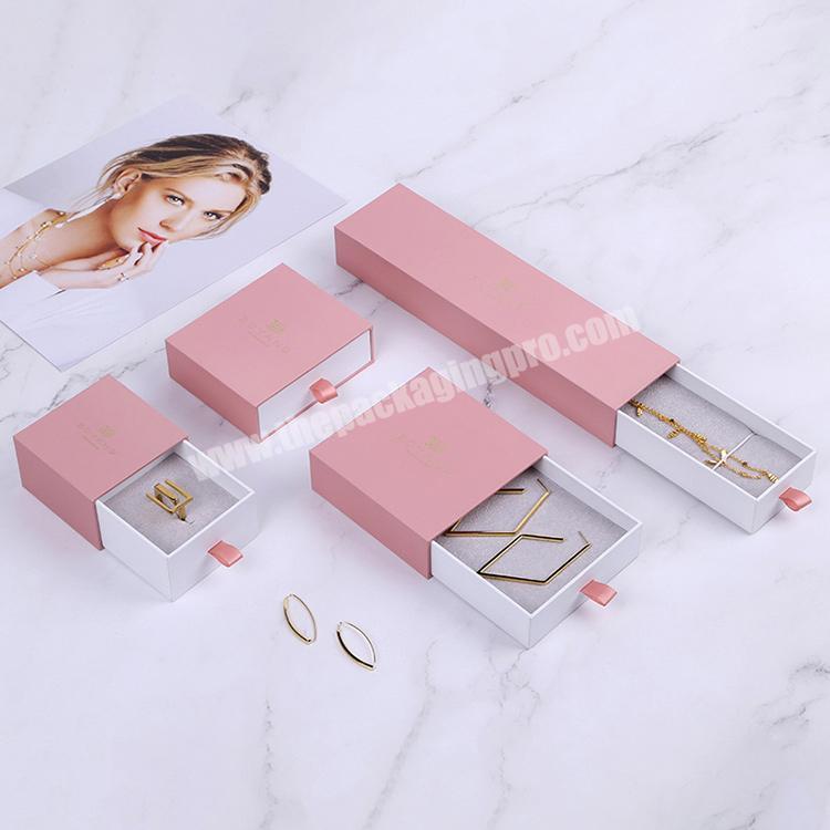 Boyang Luxury Gift Pink Drawer Paper Jewelry Box Earrings Necklaces Packaging with Logo Custom