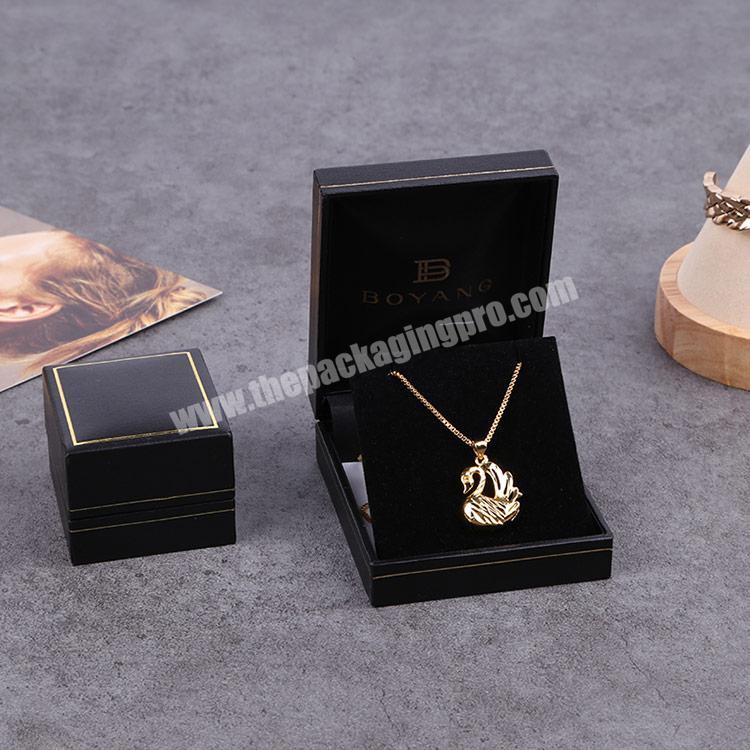 Boyang Wholesale Custom Logo Black Paper Pendants Box Jewellery Box for Necklace Large