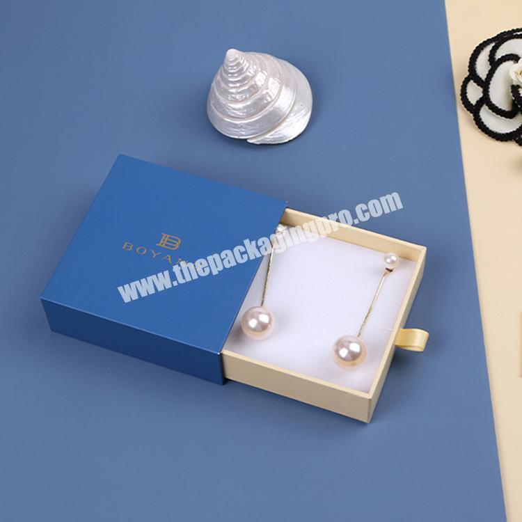 Boyang Wholesale Custom Logo Jewellery Packaging Drawer Box Earring Cardboard Paper Jewelry Box