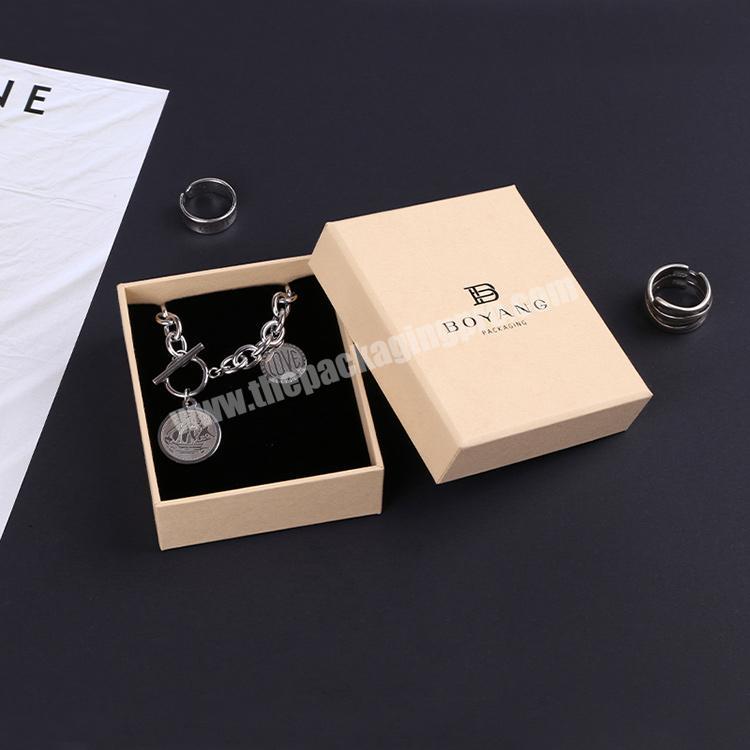 Boyang Wholesale Custom Logo Square Beige Lid and Base Jewelry Gift Packaging Necklace Boxes
