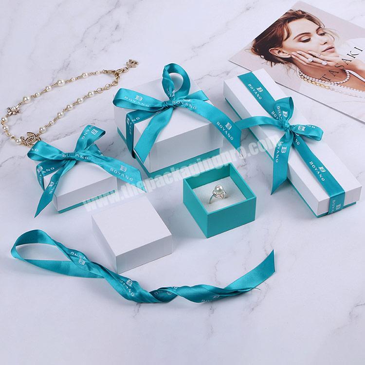 Boyang Wholesale Paper Lid and Base Ring Necklace Gift Box Packaging Jewelry Boxes with Ribbon