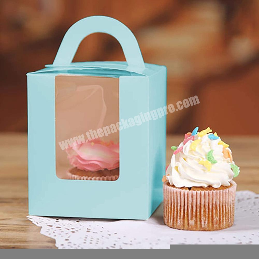 Bulk kraft paper window clear cupcake box cupcake boxes with handle christmas mini single custom cupcake boxes