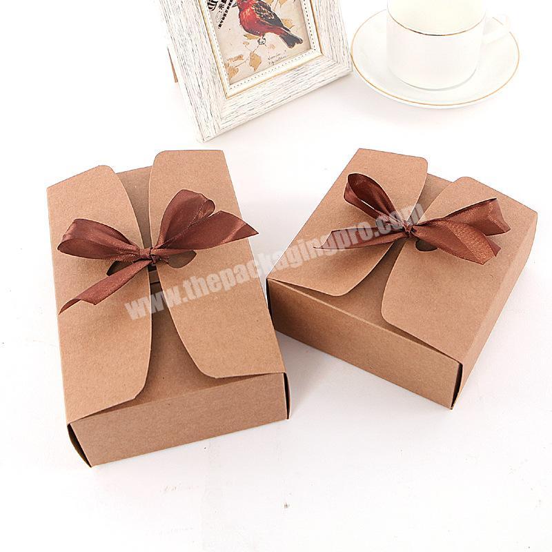 Cardboard Black Carton Packaging Kraft Soap Paper Box Custom Printed Cardboard Kraft Paper Boxes With Bow For Cake