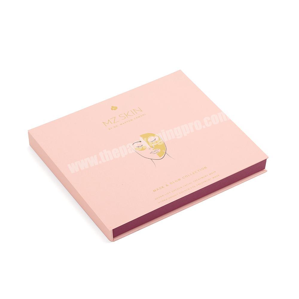Cardboard Paper Makeup Cosmetics Gift Box Pink Biodegradable Custom Magnetic Paper Cosmetic Packaging Box