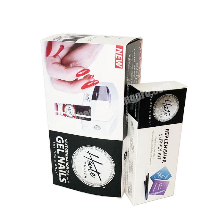 Cardboard nail polish makeup custom nail packaging box with spot UV