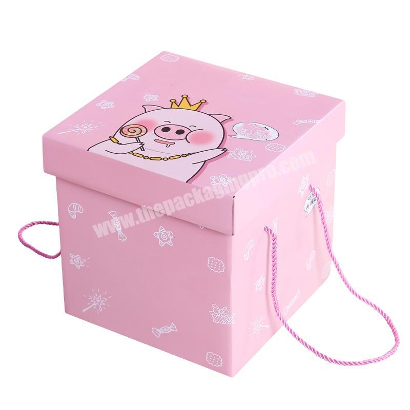 Cartoon pig feed box full of gift boxes for snacks square portable gift box