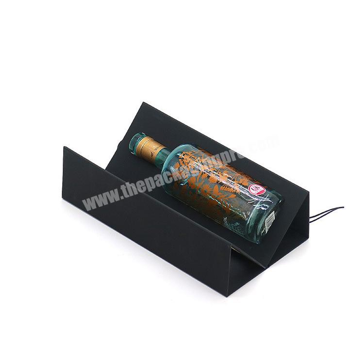 Cheap Custom Fancy Paper Packaging Cardboard Black Foldable Single Wine Bottle Box Packaging