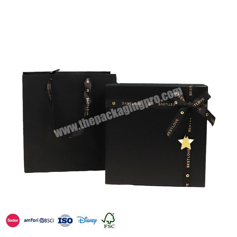 Cheap Factory Price Black noble and elegant design with golden five-pointed star gift box for valentine's