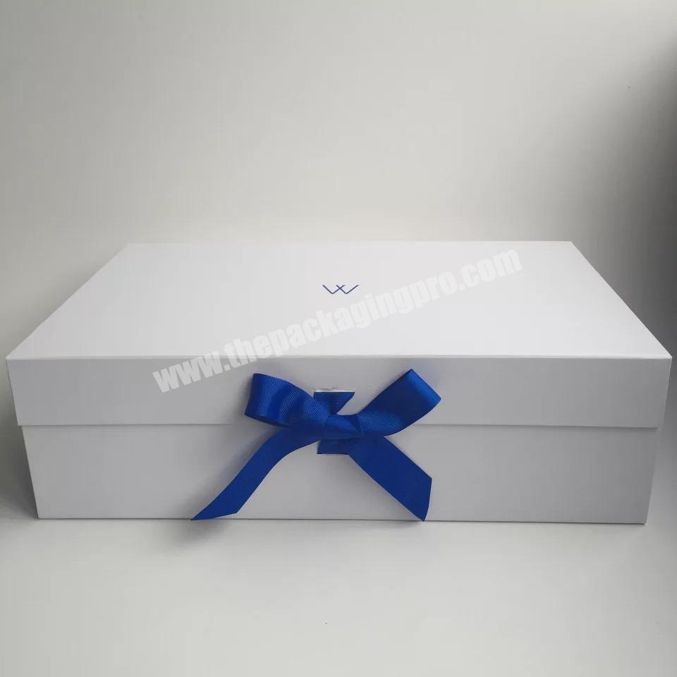 Cheap shipping Collapsible gift boxes with ribbon seal for clothes and shoe packaging