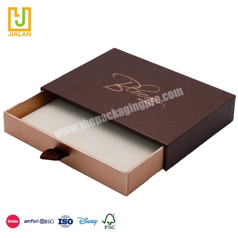 China Factory Supply Brown-gold inner layer simple and elegant design packing box for drawer make up